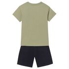 Boys Navy Blue & Green Shorts Set, 2, hi-res