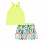 Girls Yellow Floral Skirt Set, 1, hi-res