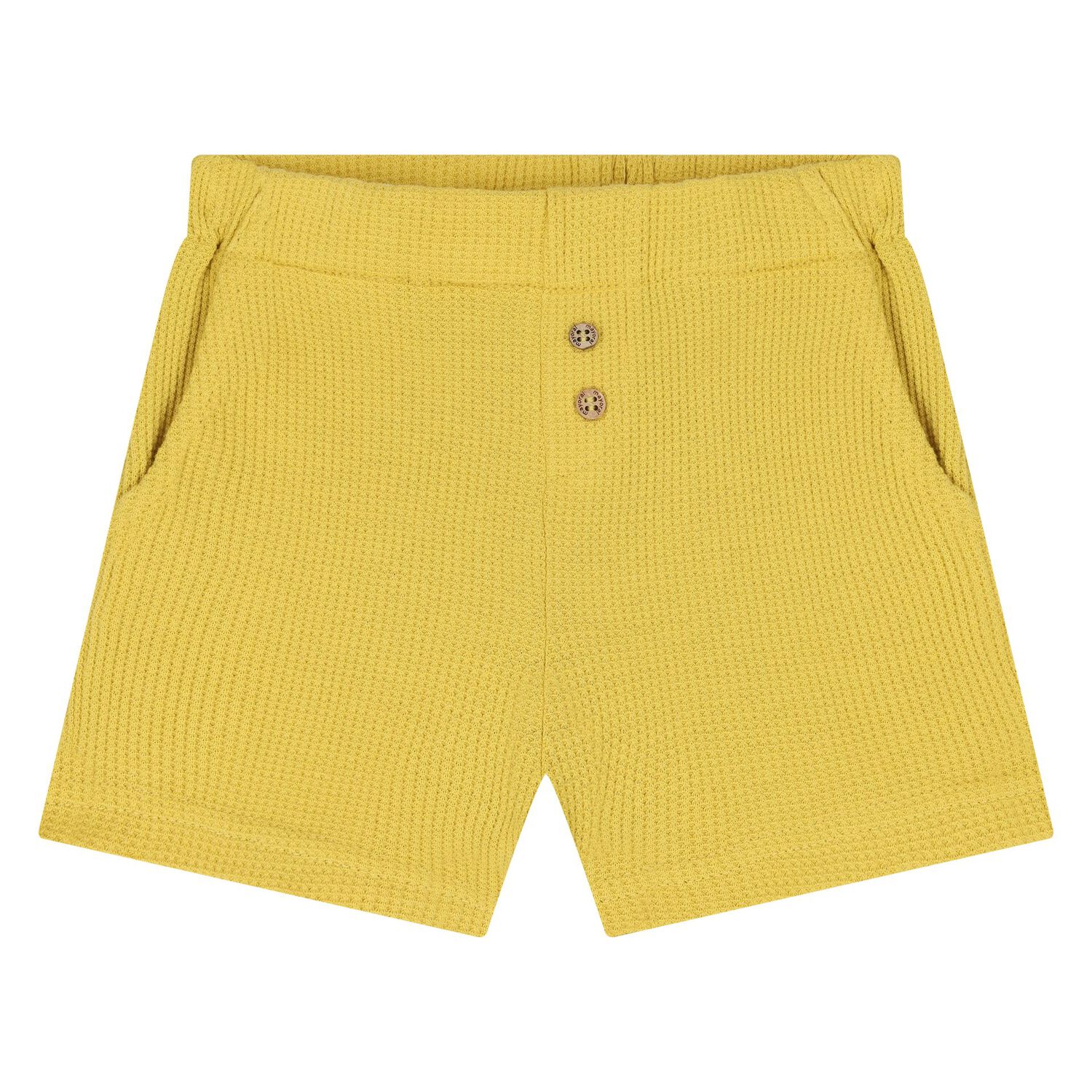 Younger Boys Yellow Cotton Jungle Shorts Set, 1, hi-res