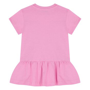 Younger Girls Pink Logo Flower Dress