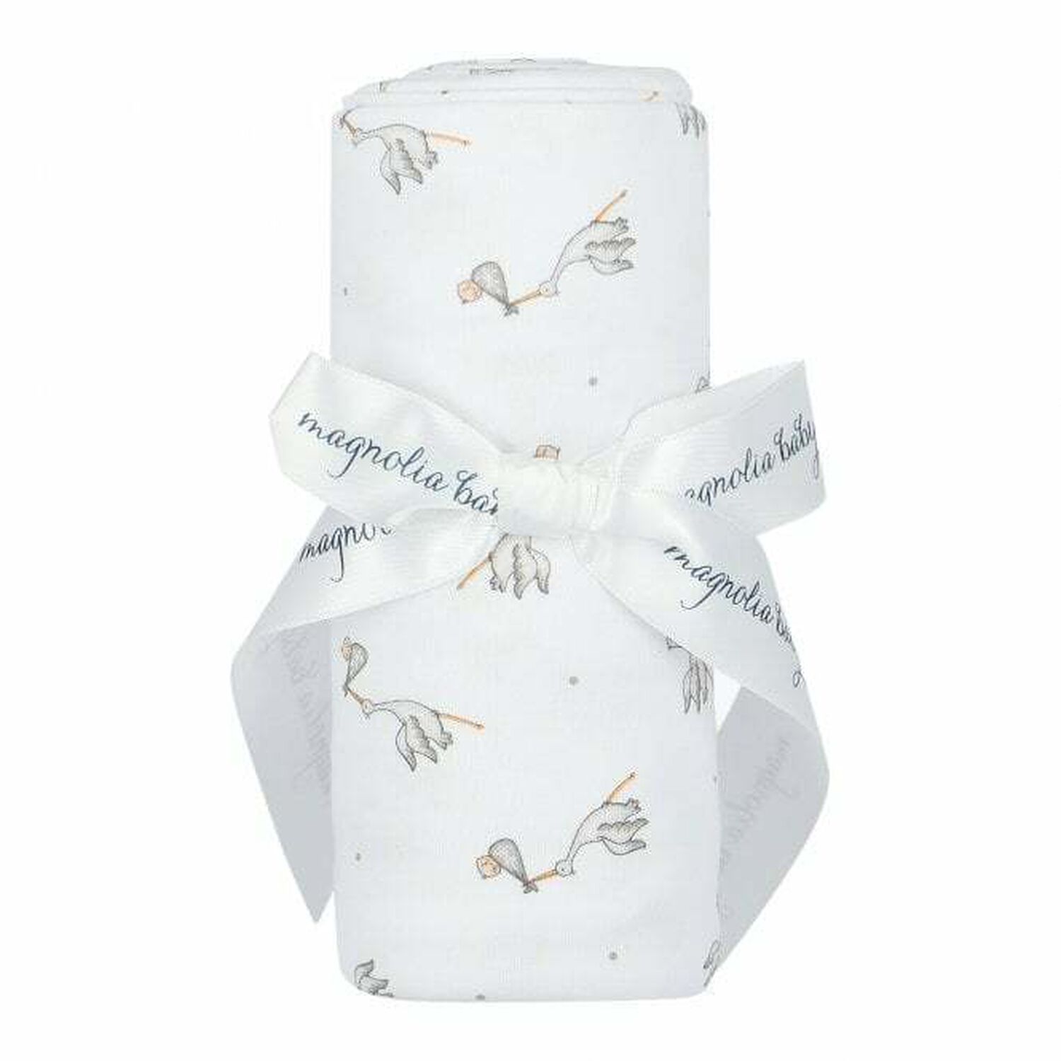 Baby White & Grey Stork Print Blanket, 2, hi-res