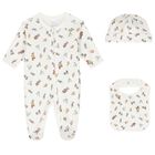 Baby Girls Ivory Teddy Bear Babygrow Gift Set, 1, hi-res