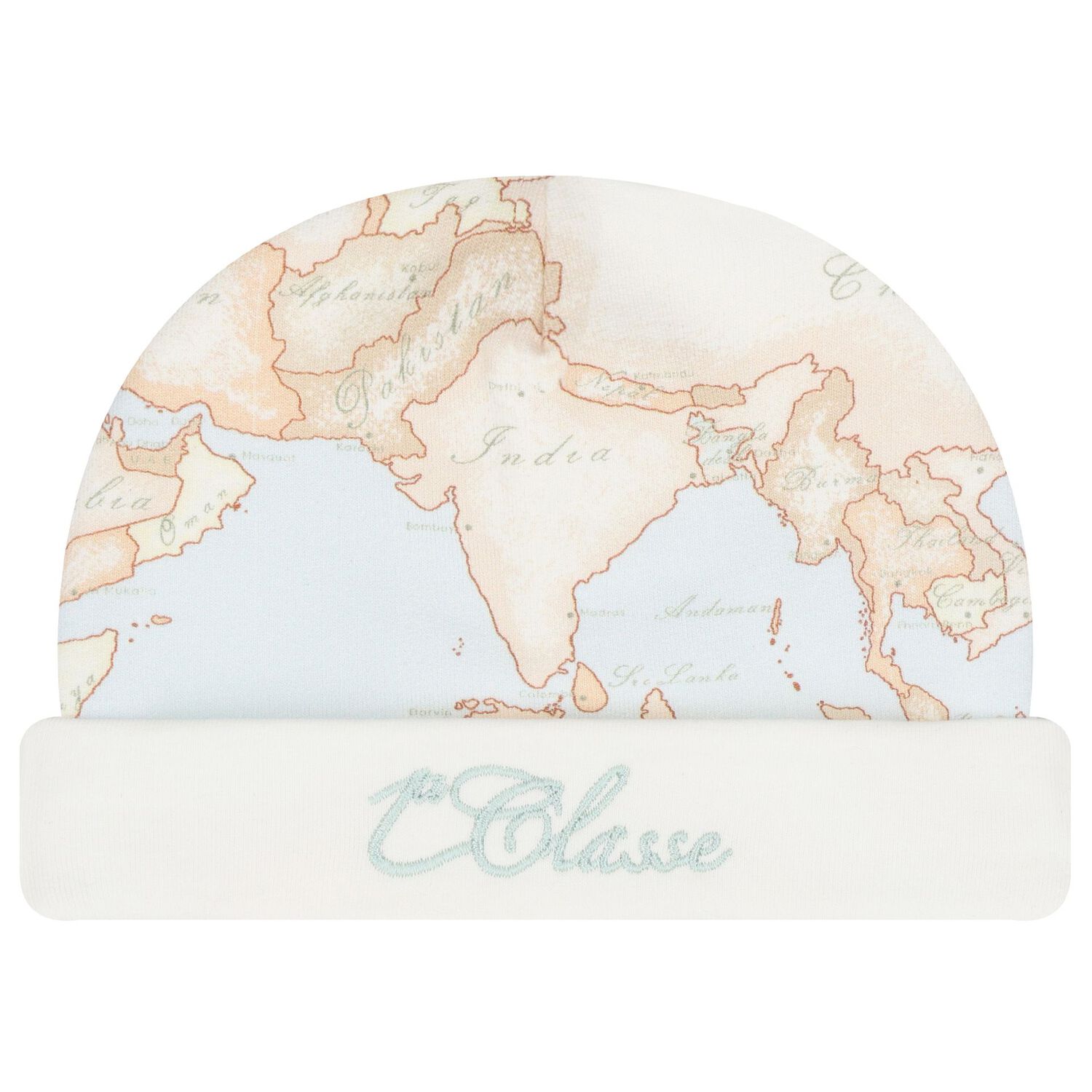 Baby Boys Ivory, Blue & Beige Geo Map Babygrow Set, 2, hi-res