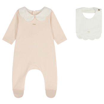 Baby Girls Pink & White Logo Babygrow Gift Set