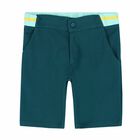 Boys Green Logo Shorts, 1, hi-res