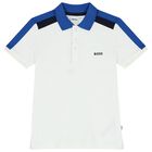 Boys White Logo Polo Shirt, 1, hi-res