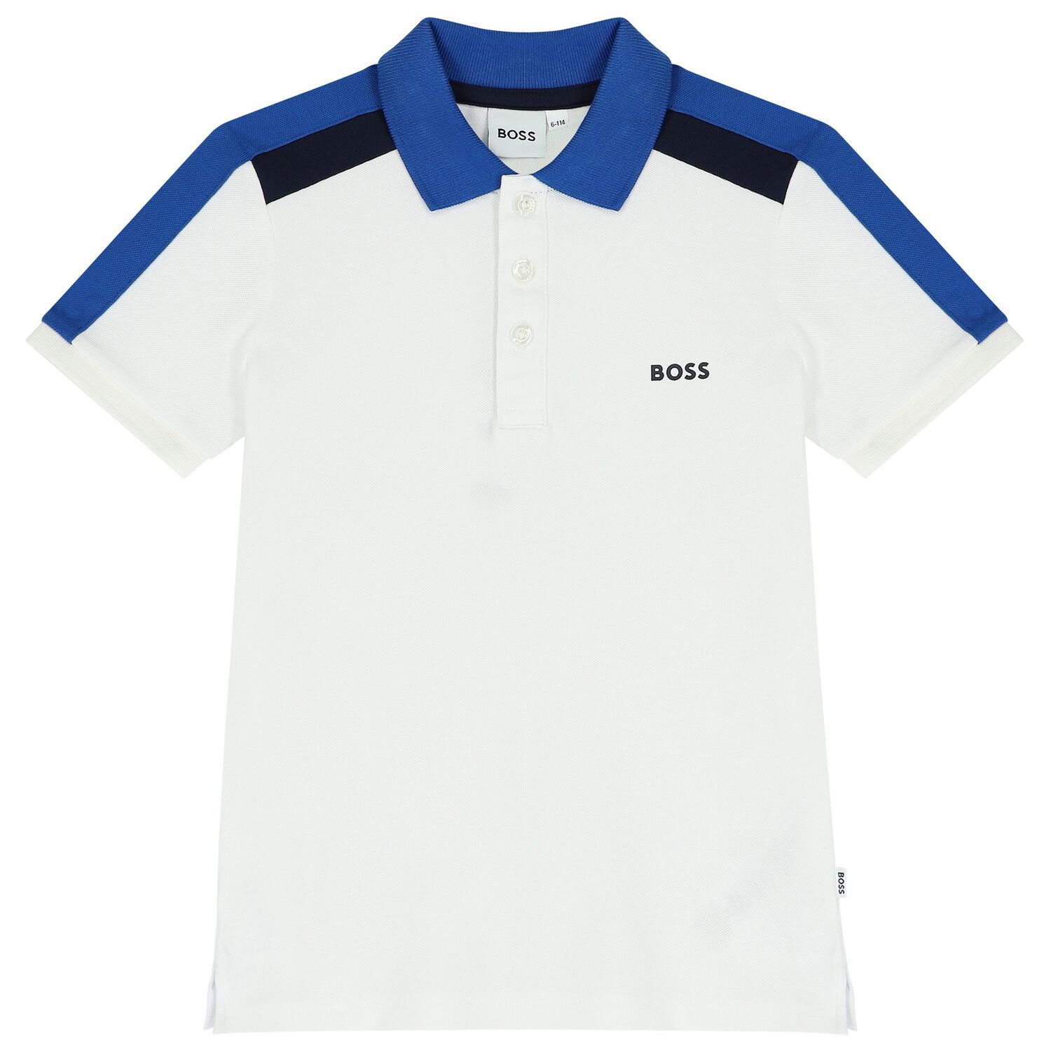 Boys White Logo Polo Shirt, 1, hi-res