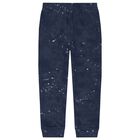 Boys Navy Blue Paint Splatter Joggers, 1, hi-res