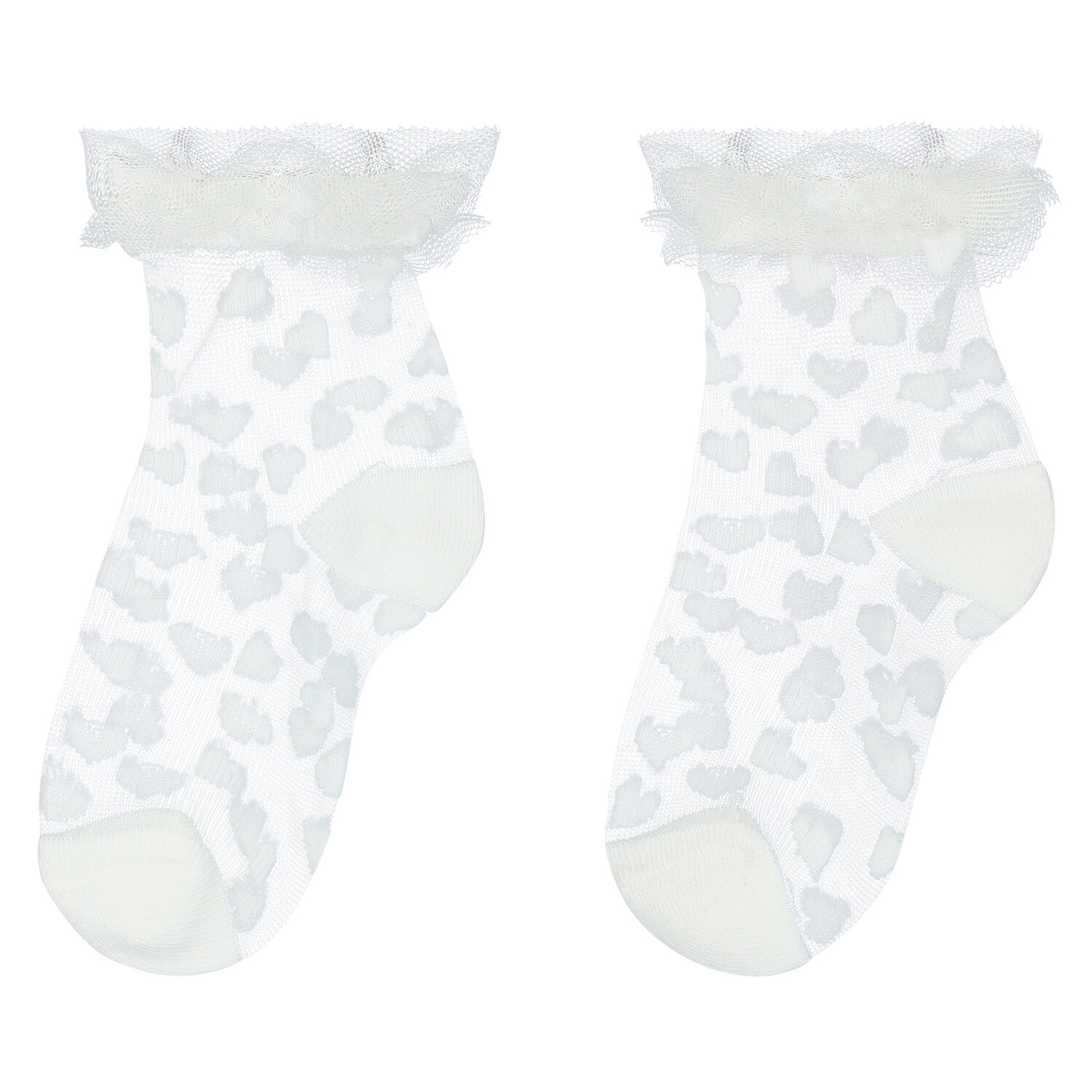 Baby Girls White Tulle Socks, 1, hi-res
