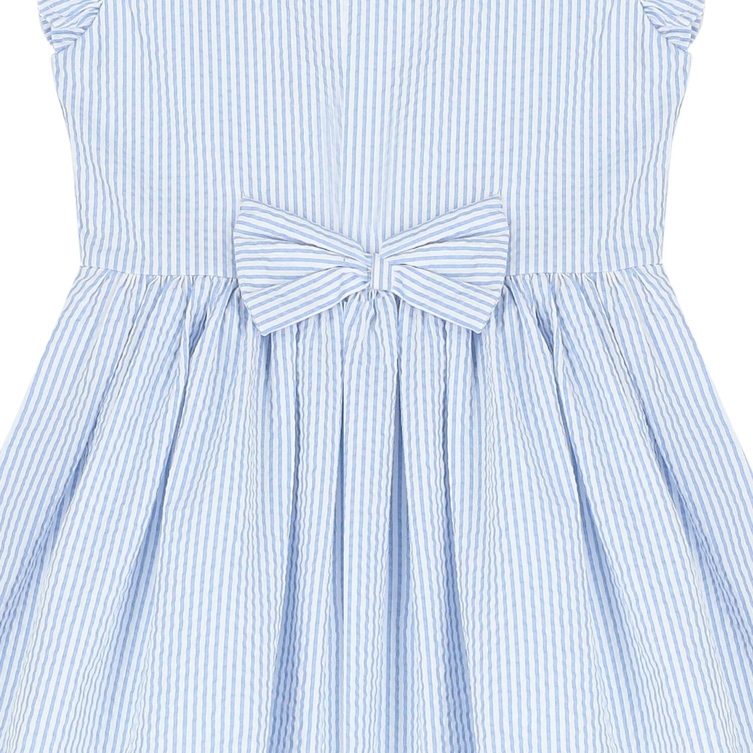 Girls Blue & White Striped Dress, 1, hi-res