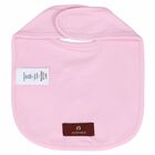 Baby Girls Pink & Gold Logo Bib, 1, hi-res