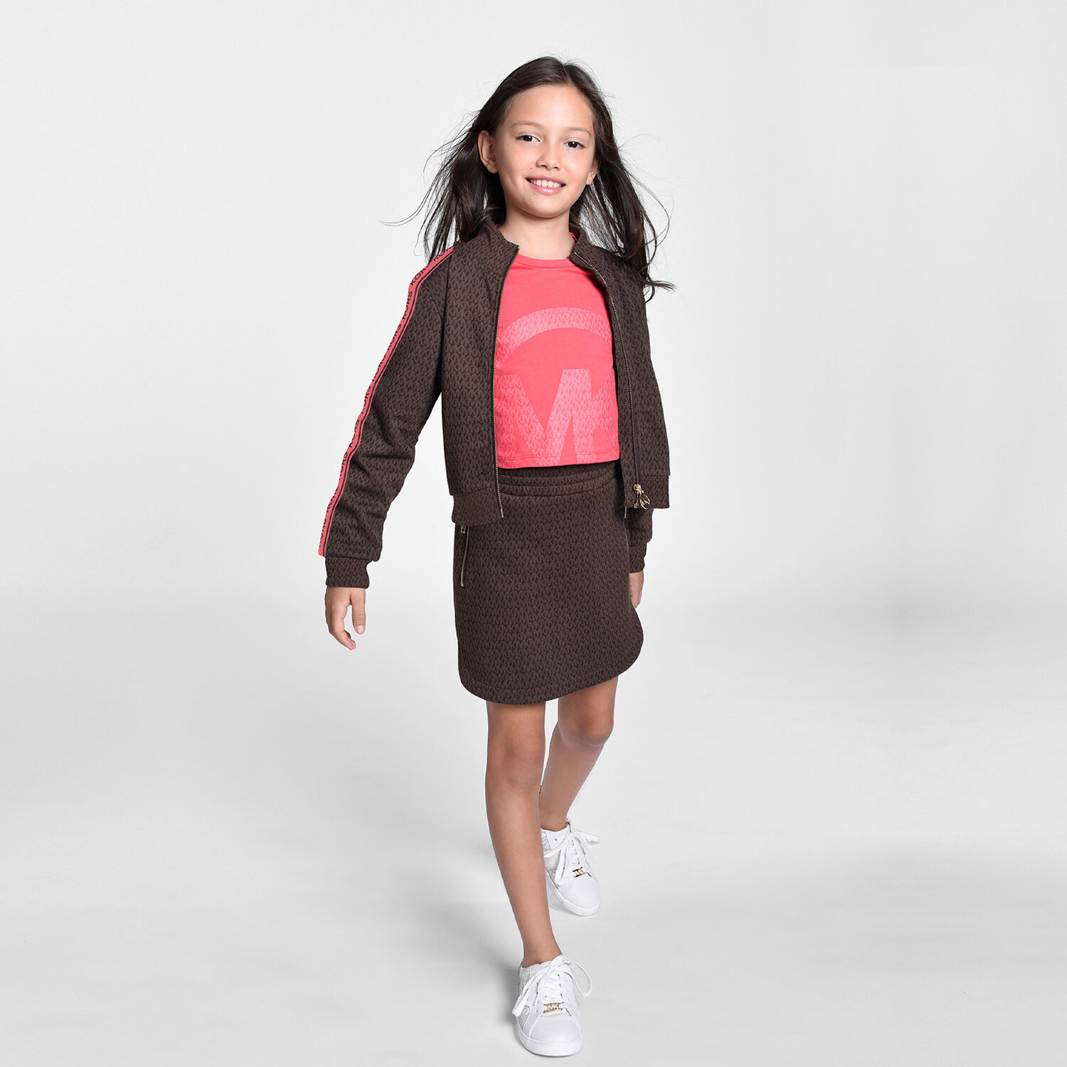 Girls Brown Logo Skirt, 1, hi-res