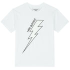 Boys White Thunderbolt Logo T-Shirt, 4, hi-res