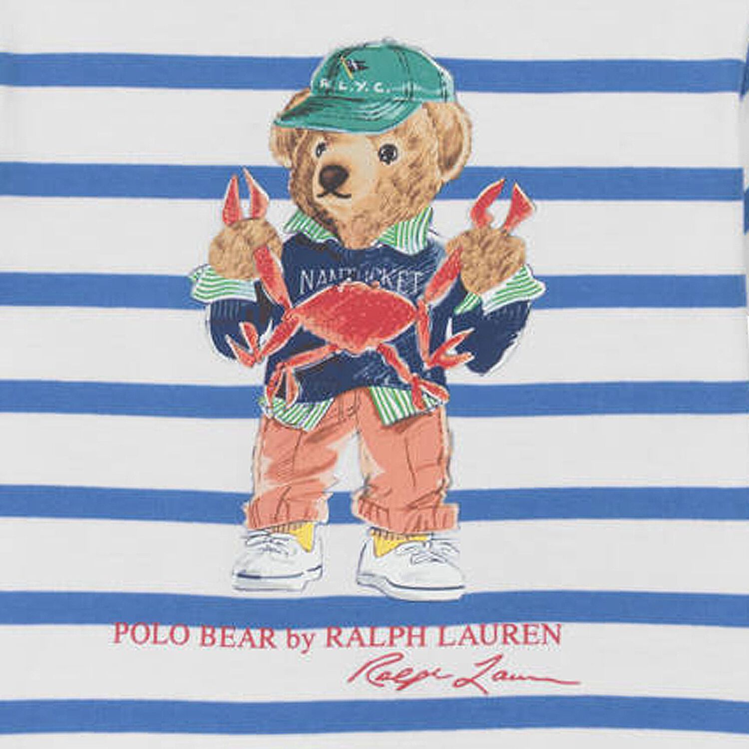 Baby Boys Blue Striped Polo Bear T-Shirt, 1, hi-res