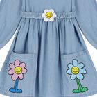 Girls Blue Flower Dress, 1, hi-res