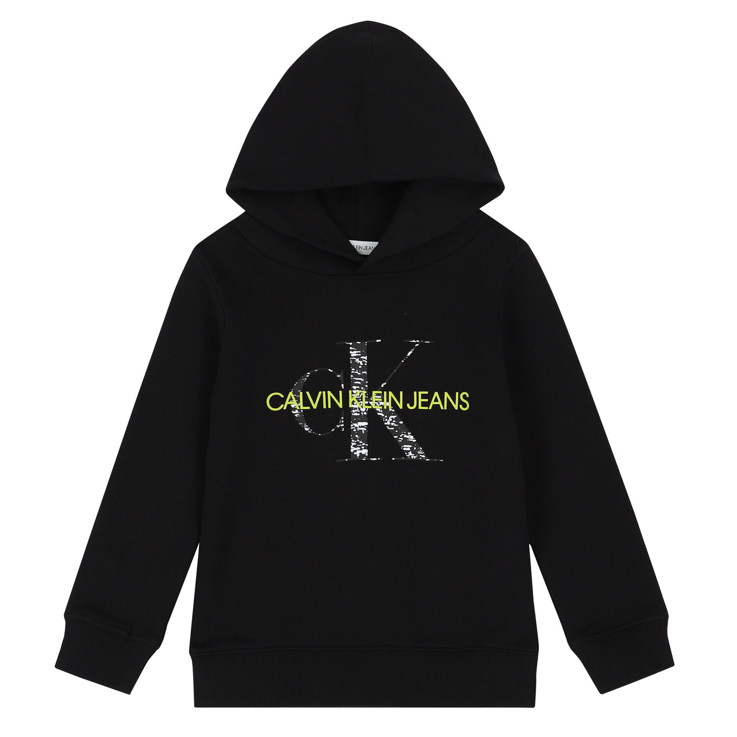 Boys Black Logo Hooded Top, 1, hi-res
