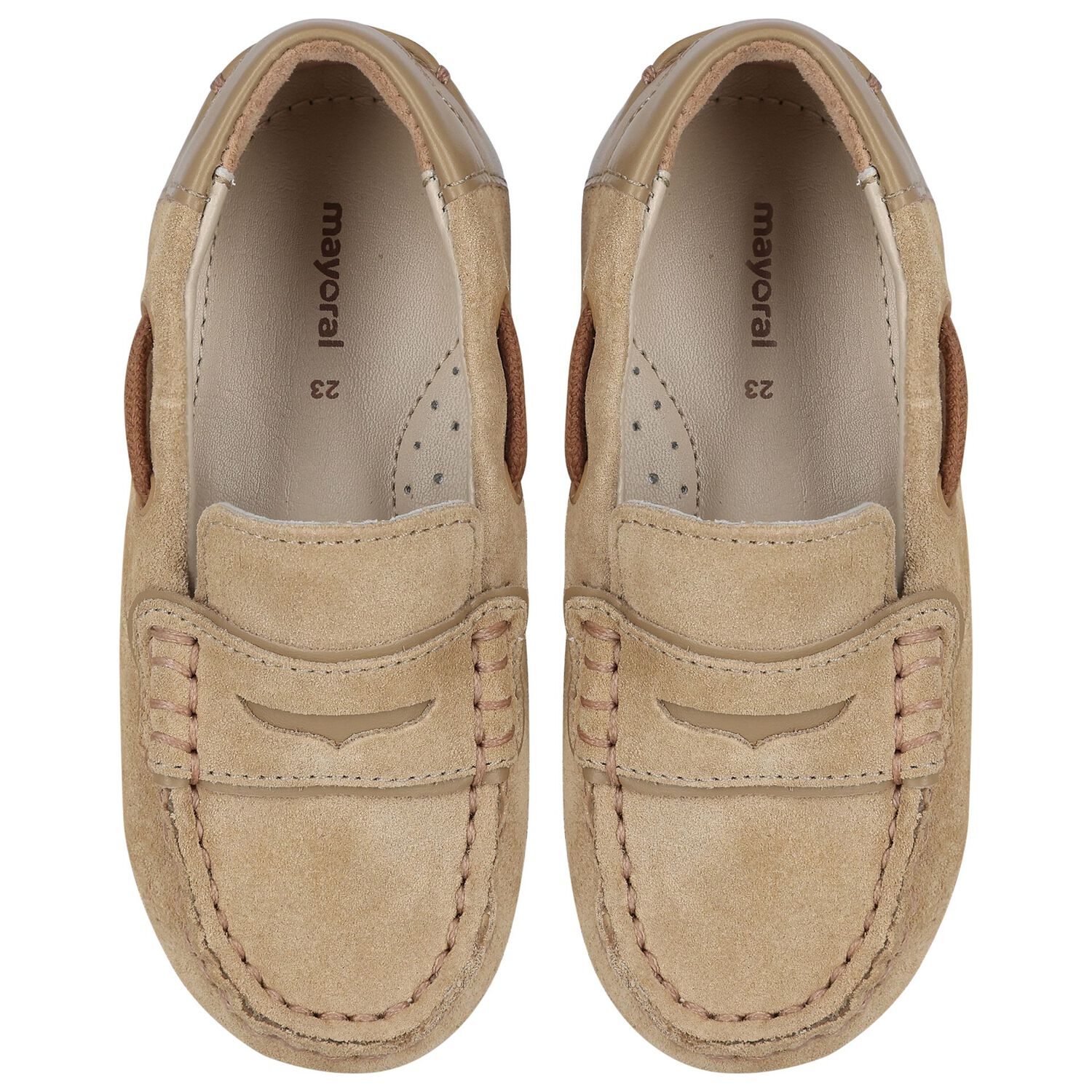 Younger Boys Beige Suede Leather Moccasins, 2, hi-res image number null