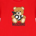 Girls Red Teddy Bear Logo Dress, 2, hi-res