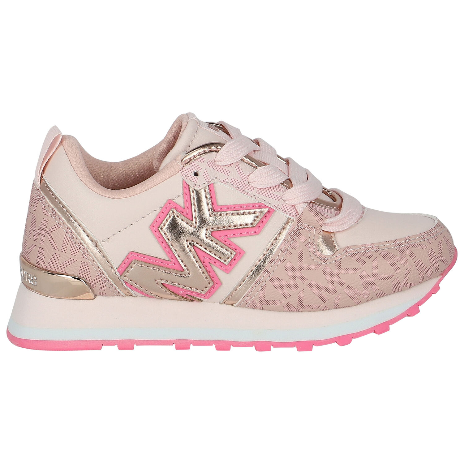 Girls Pink & Gold Logo Trainers, 1, hi-res