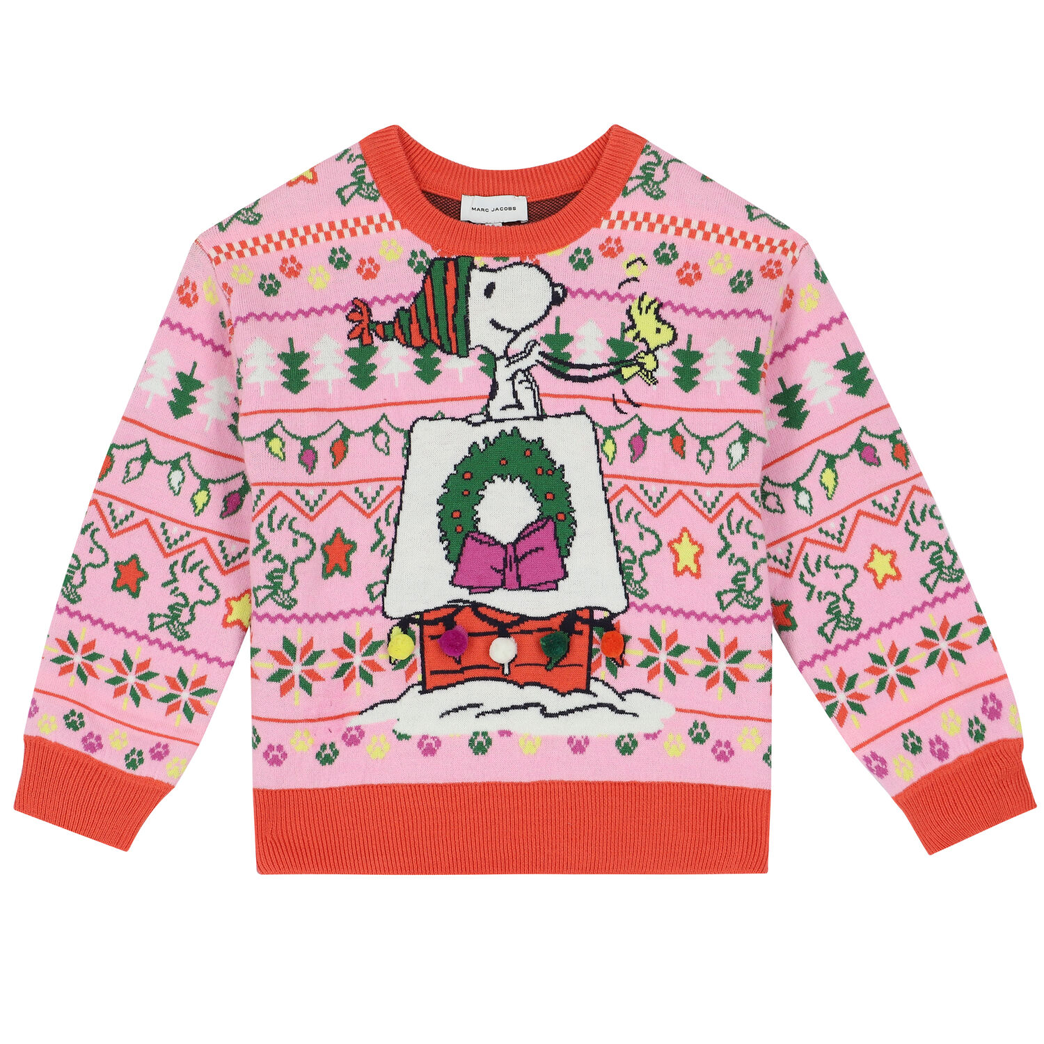 Girls Pink Snoopy Knitted Top, 1, hi-res