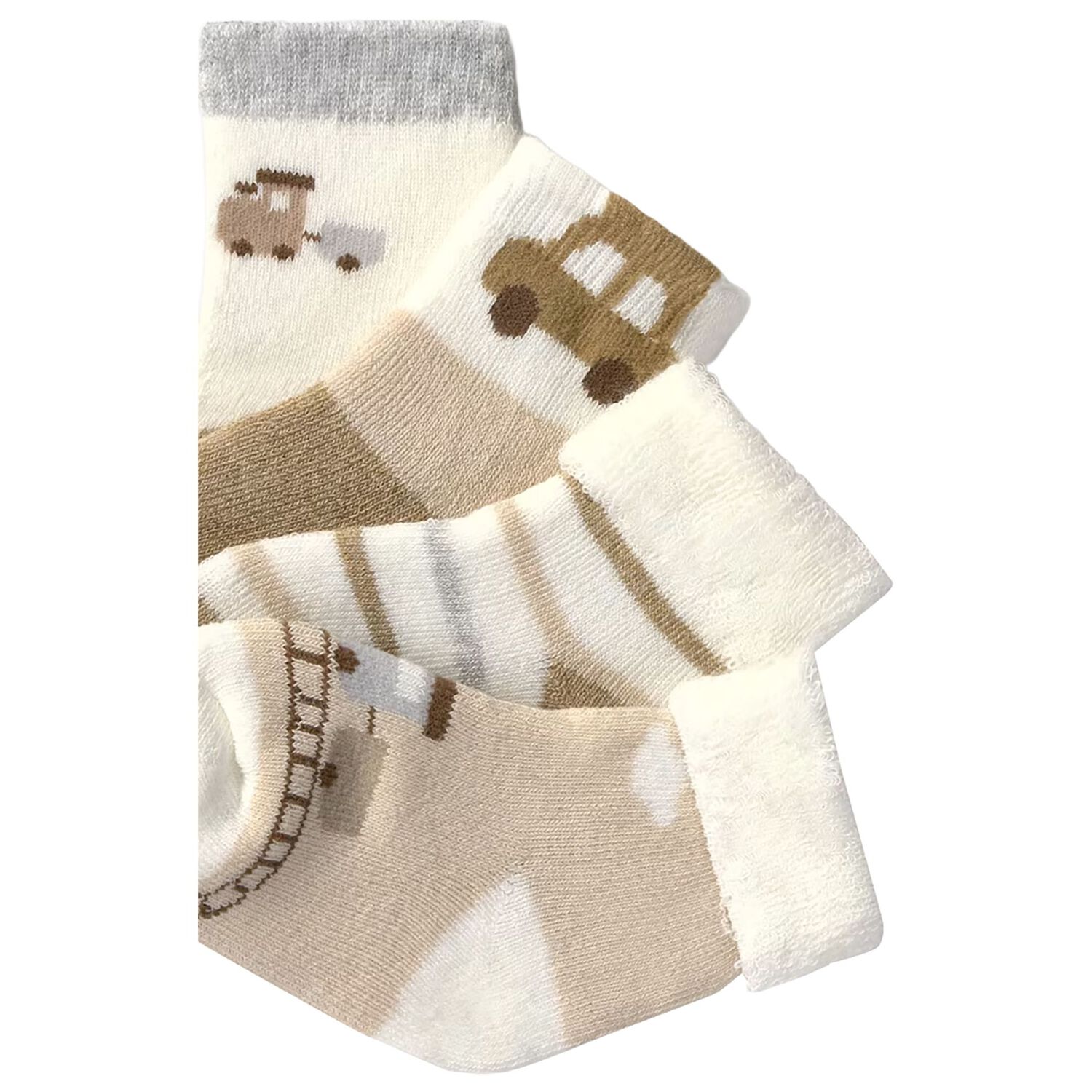 Baby Girls Ivory & Beige Socks (4 Pack), 1, hi-res
