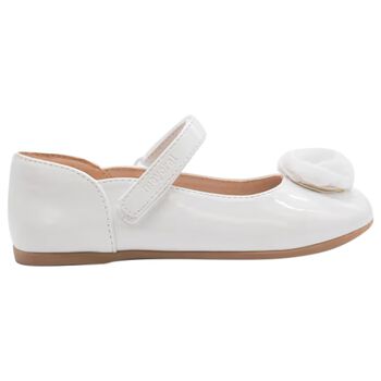 Girls White Patent Flower Shoes