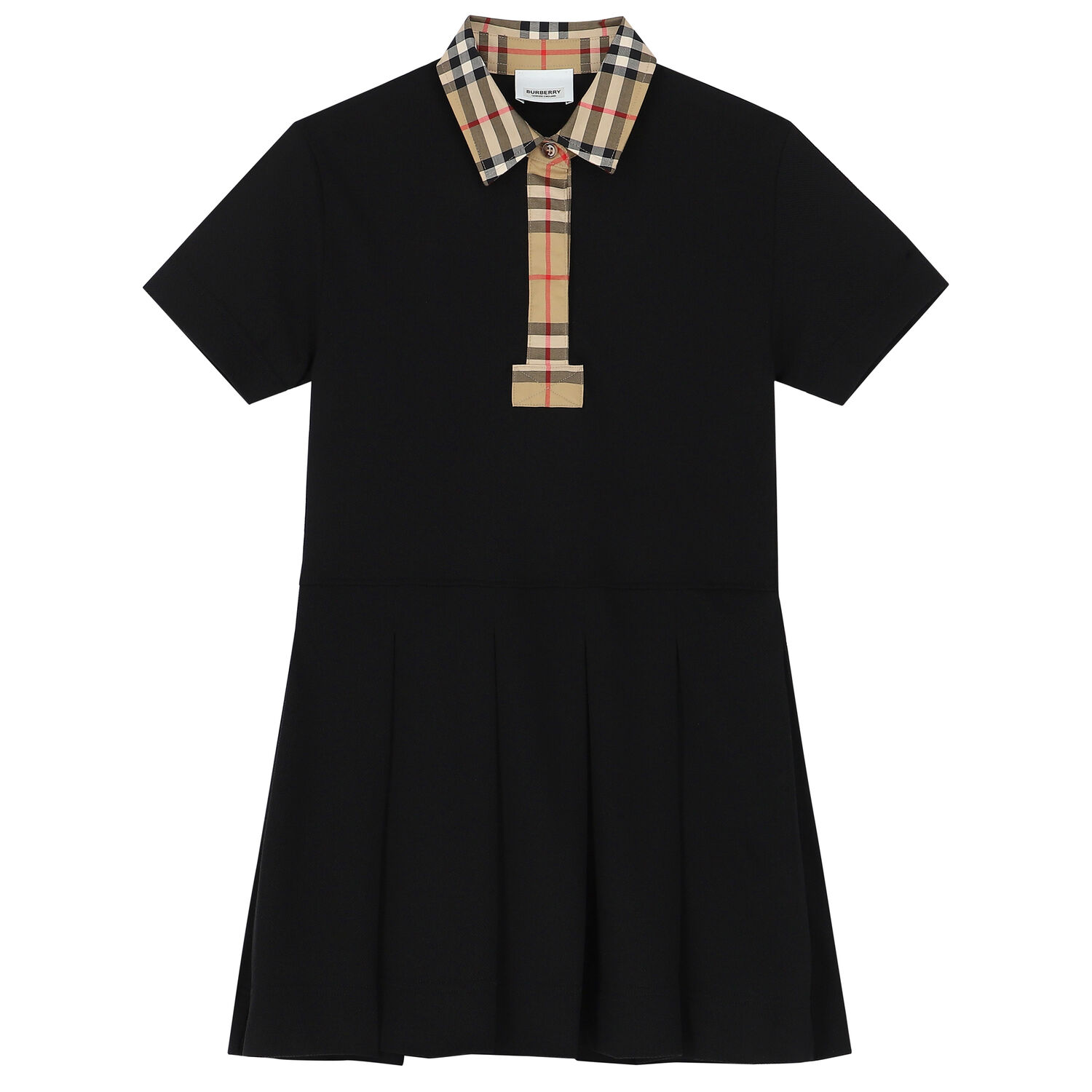 Girls Black Checkered Polo Dress, 2, hi-res image number null