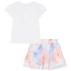 Girls White & Pink Chiffon Skirt Set, 1, hi-res