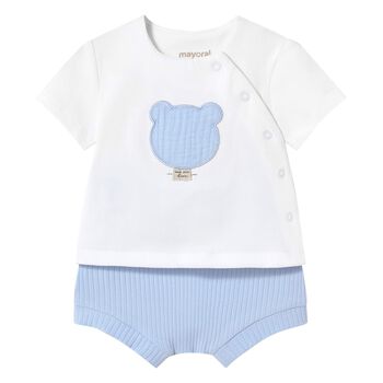 Baby Boys Blue & White Shorts Set