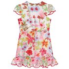 Girls Pink & Red Embroidered Floral Dress , 1, hi-res
