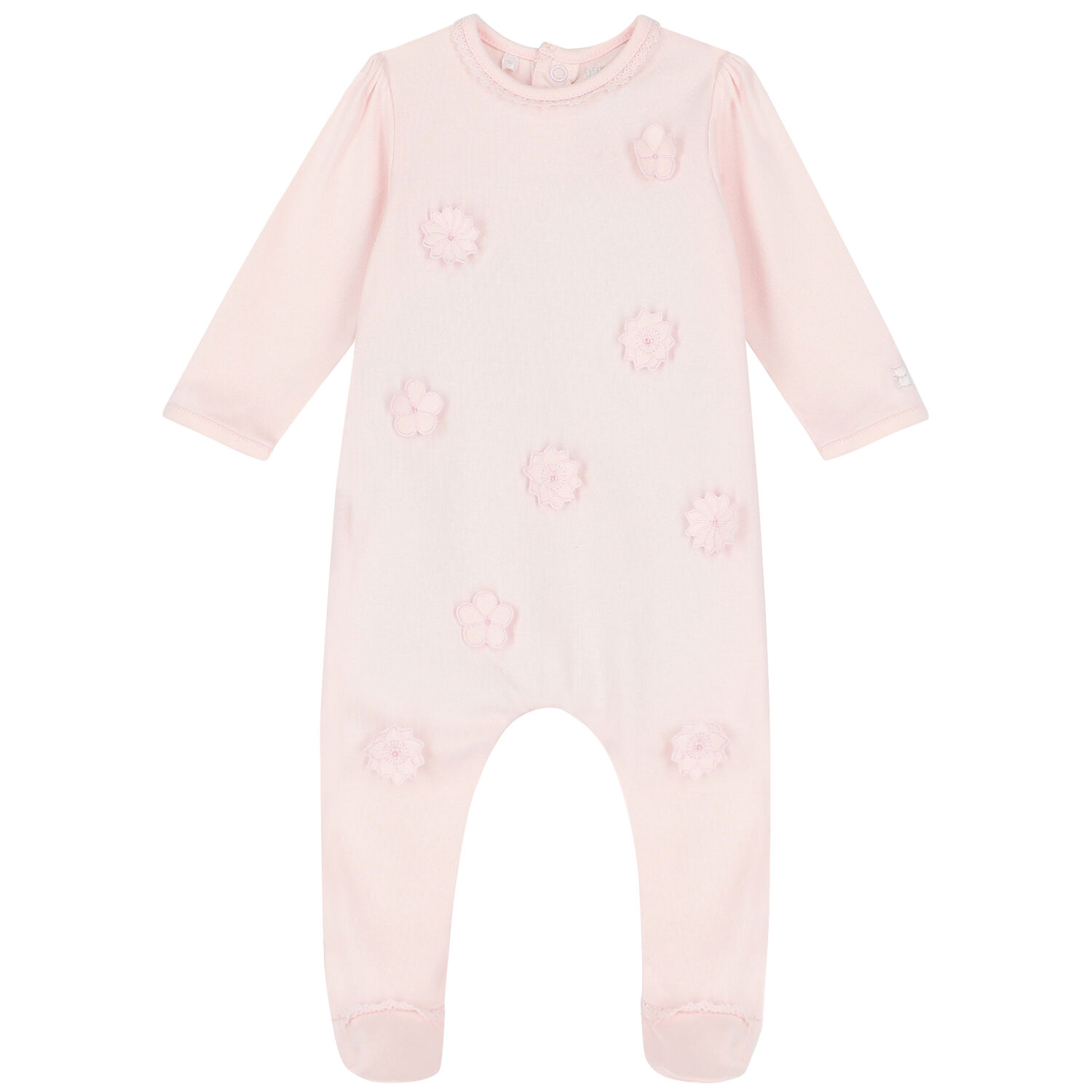 Baby Girls Pink Floral Babygrow, 1, hi-res