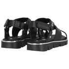 Girls Black Logo Sandals, 1, hi-res