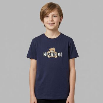 Navy Blue Teddy Bear Logo T-Shirt