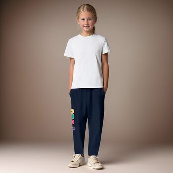 Girls Navy Blue Logo Joggers