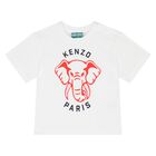 Younger Girls White Elephant T-Shirt, 1, hi-res