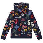 Boys Navy Logo Hooded Top, 1, hi-res