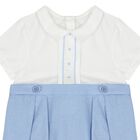 Baby Boys White & Blue Romper, 1, hi-res
