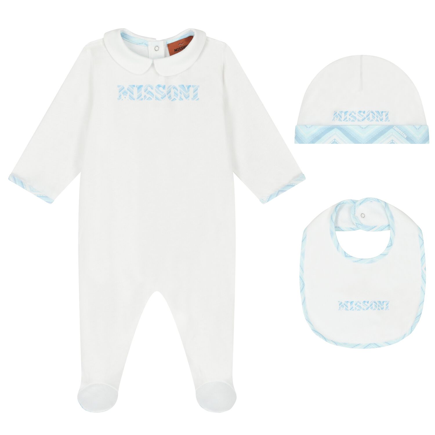 Baby Boys White & Blue Logo Babygrow Gift Set, 1, hi-res image number null