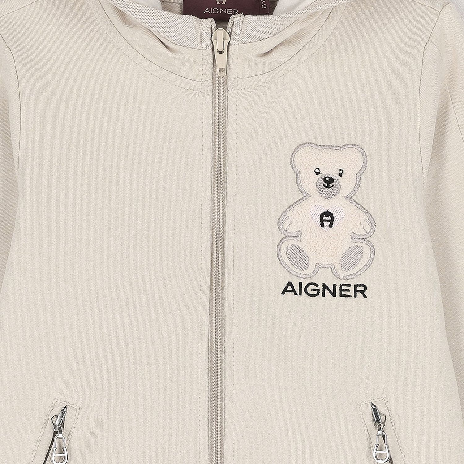 Girls Beige Teddy Bear Logo Tracksuit, 1, hi-res