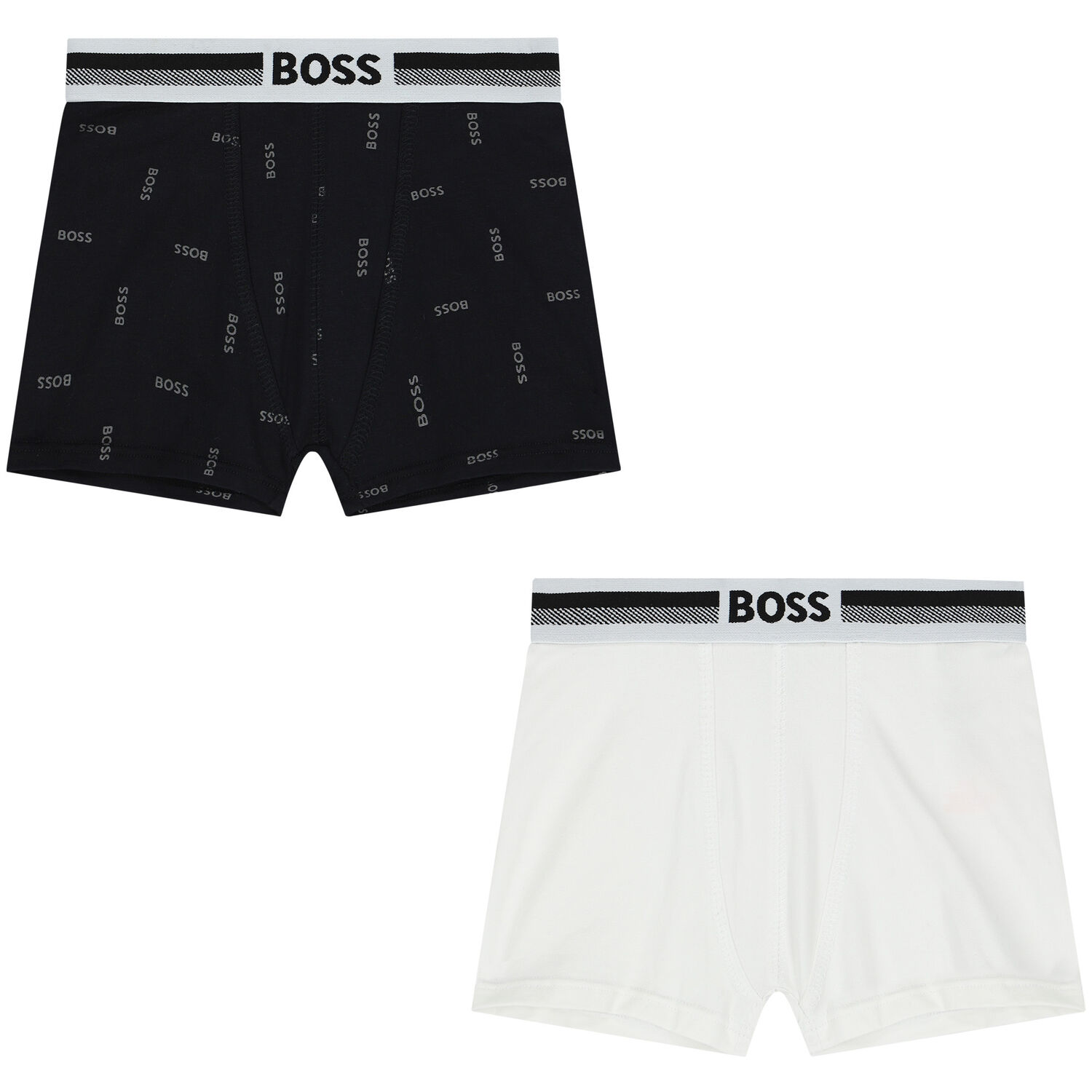 Boys White & Black Boxers (2 Pack), 1, hi-res