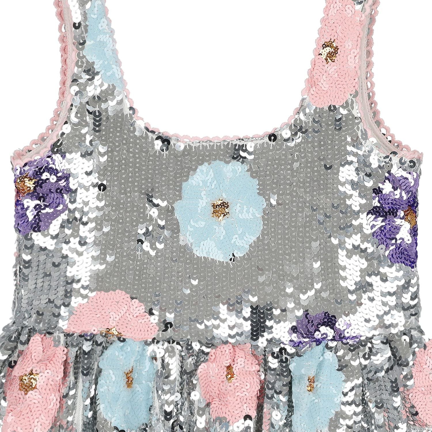 Girls Silver Sequin Dress, 1, hi-res