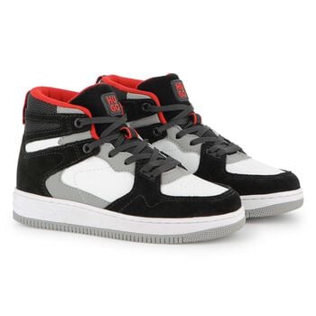 Boys Black & White Logo Trainers