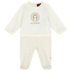 Ivory & Gold Logo Babygrow, 1, hi-res