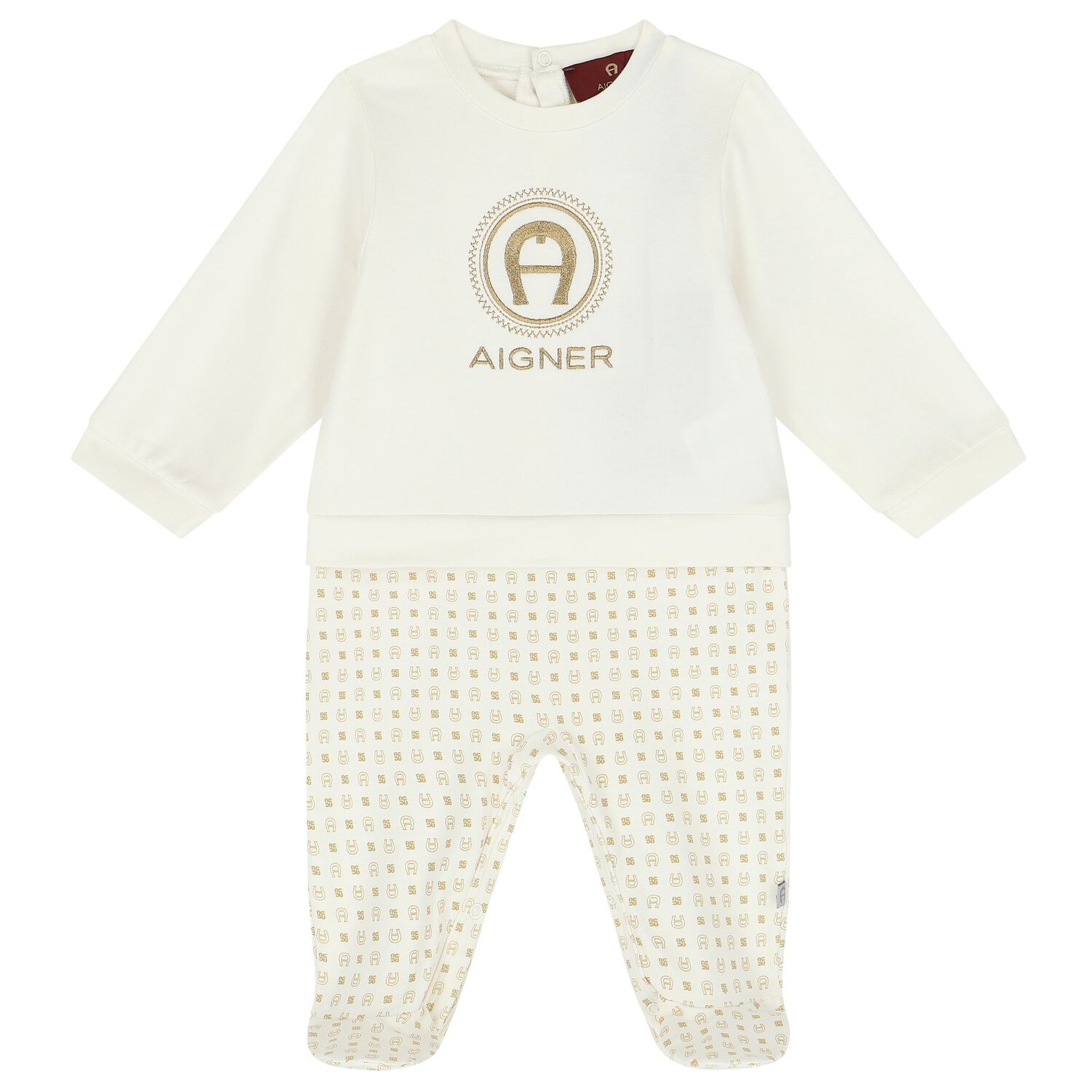 Ivory & Gold Logo Babygrow, 1, hi-res