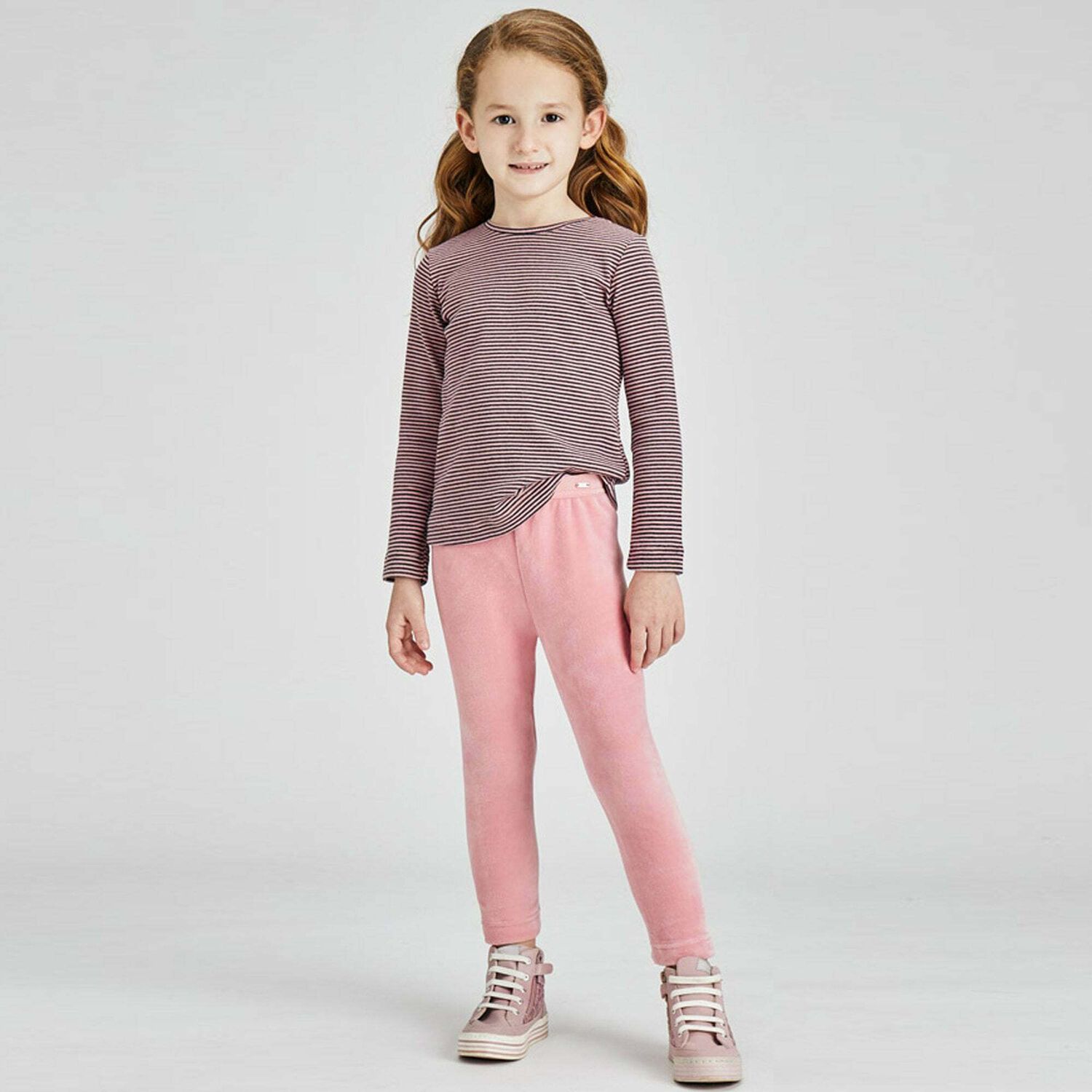 Girls Pink Velvet Leggings, 2, hi-res