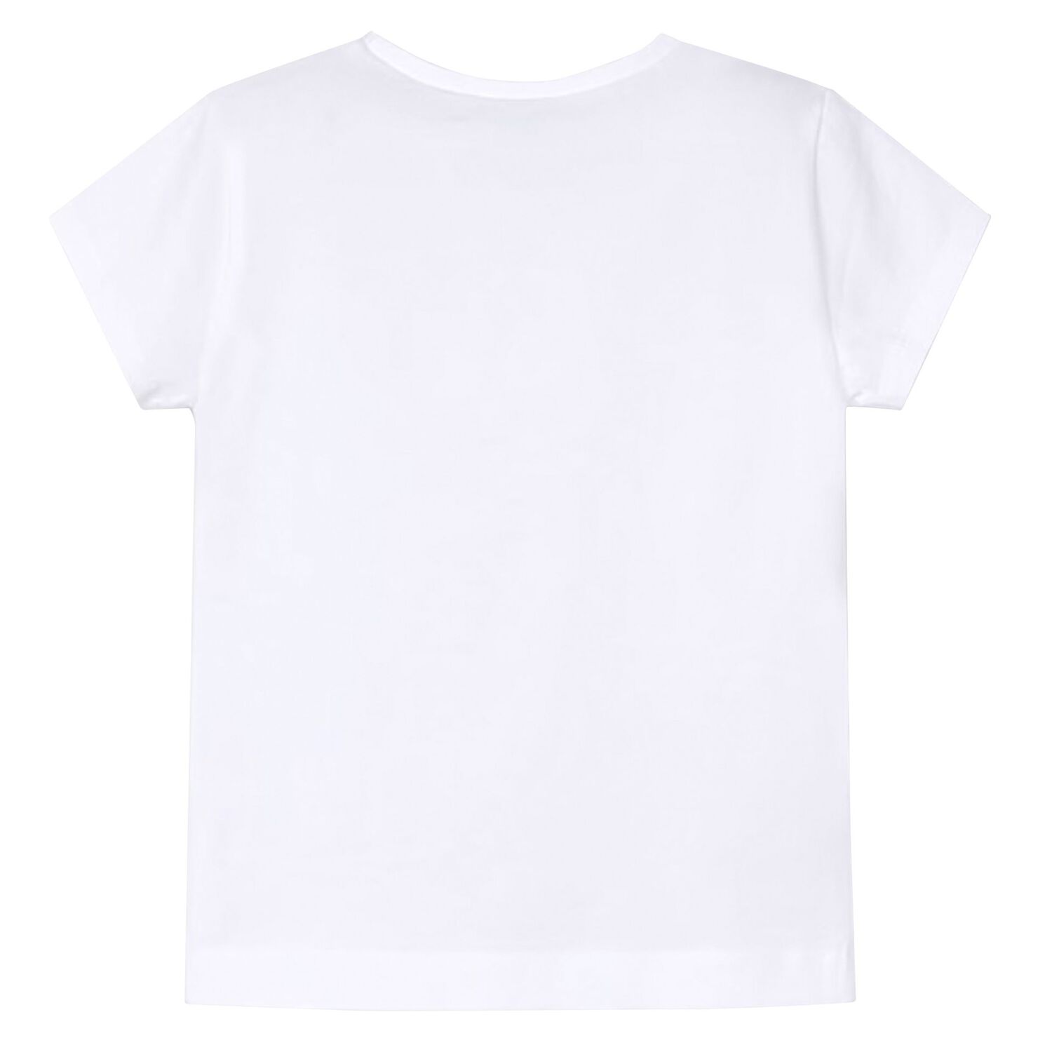 Girls White Cotton T-shirt, 3, hi-res