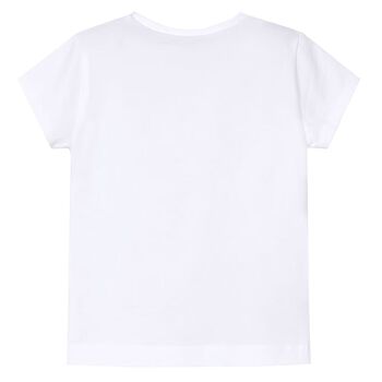 Girls White Cotton T-shirt