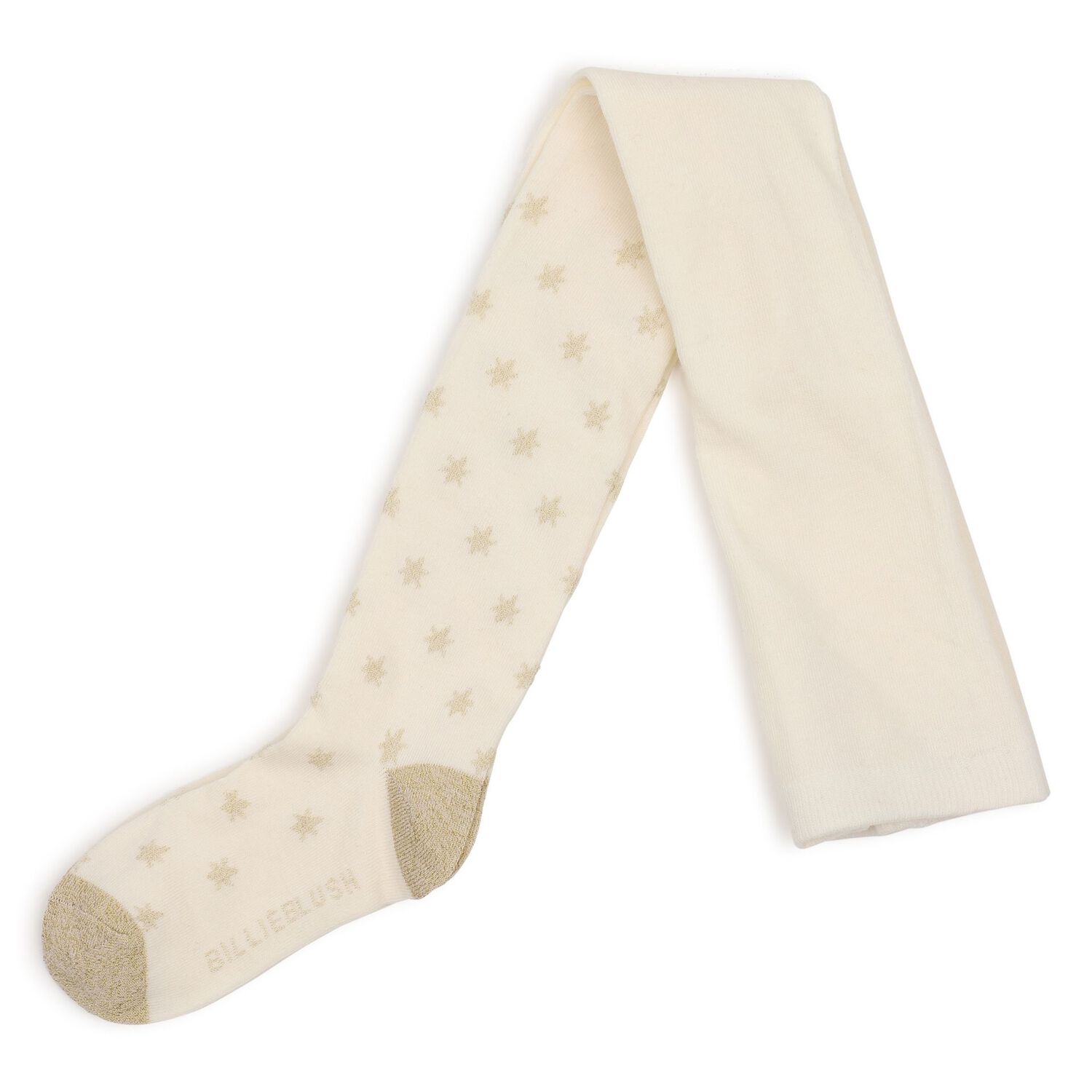 Girls Ivory & Gold Star Tights, 1, hi-res