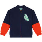 Boys Navy & Red Logo Zip Up Top, 1, hi-res