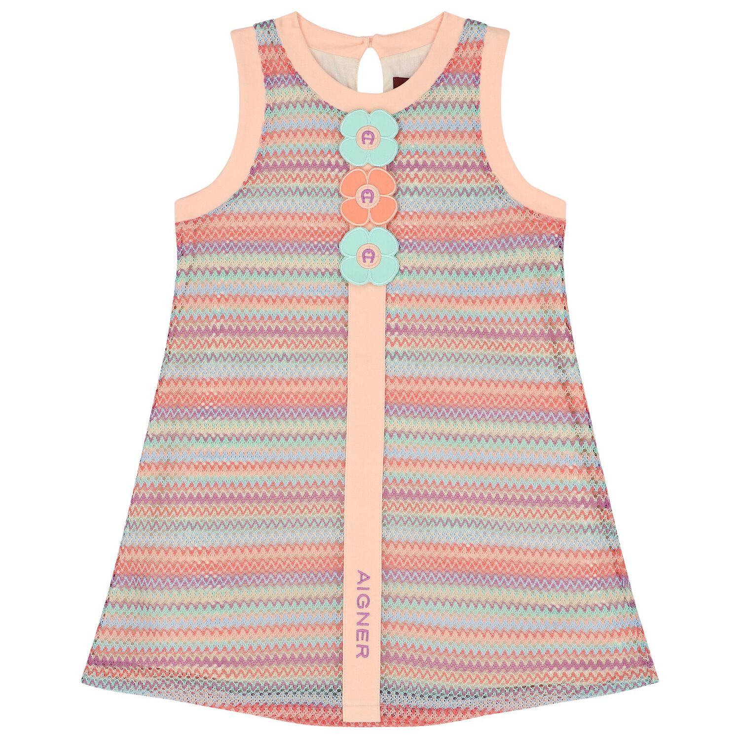 Girls Pink Striped Dress, 1, hi-res